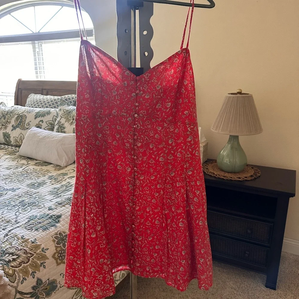 American Eagle Outfitters Red and White Floral Mini Dress - Picture 1 of 4